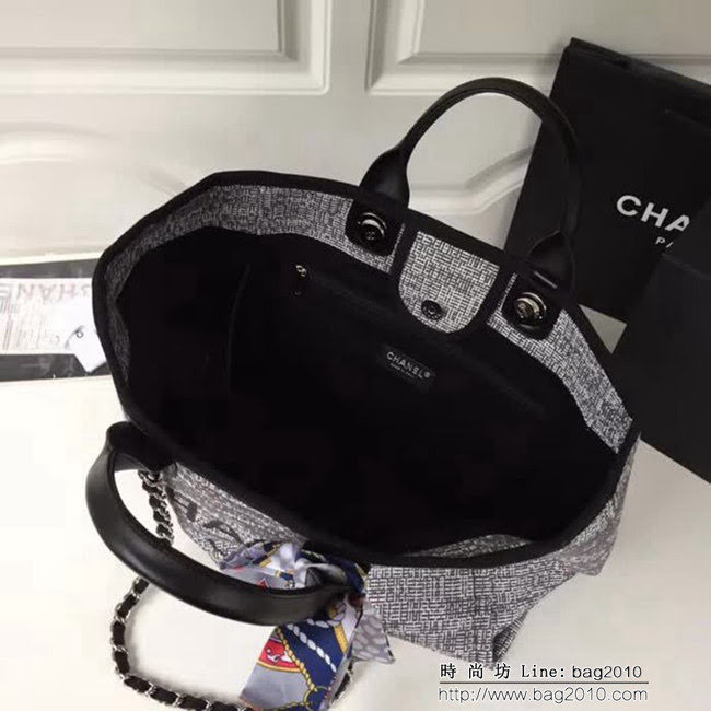 香奈兒CHANEL 2018早春度假系列最新火爆大號帆布沙灘包手提購物袋 DSC1292